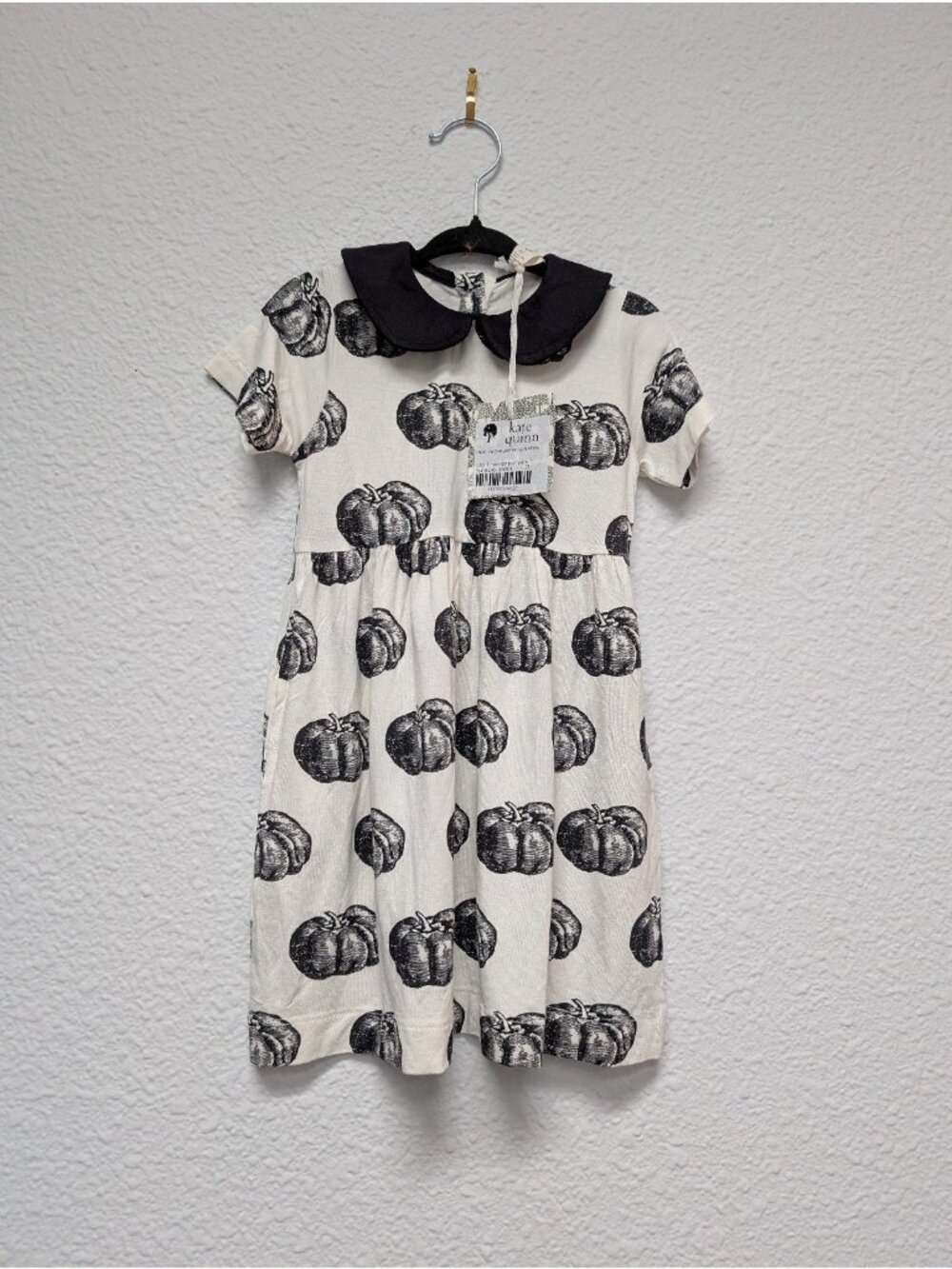 Kate Quinn Bamboo Black & White Pumpkin Peter Pan Collar Dress 2T Spooky